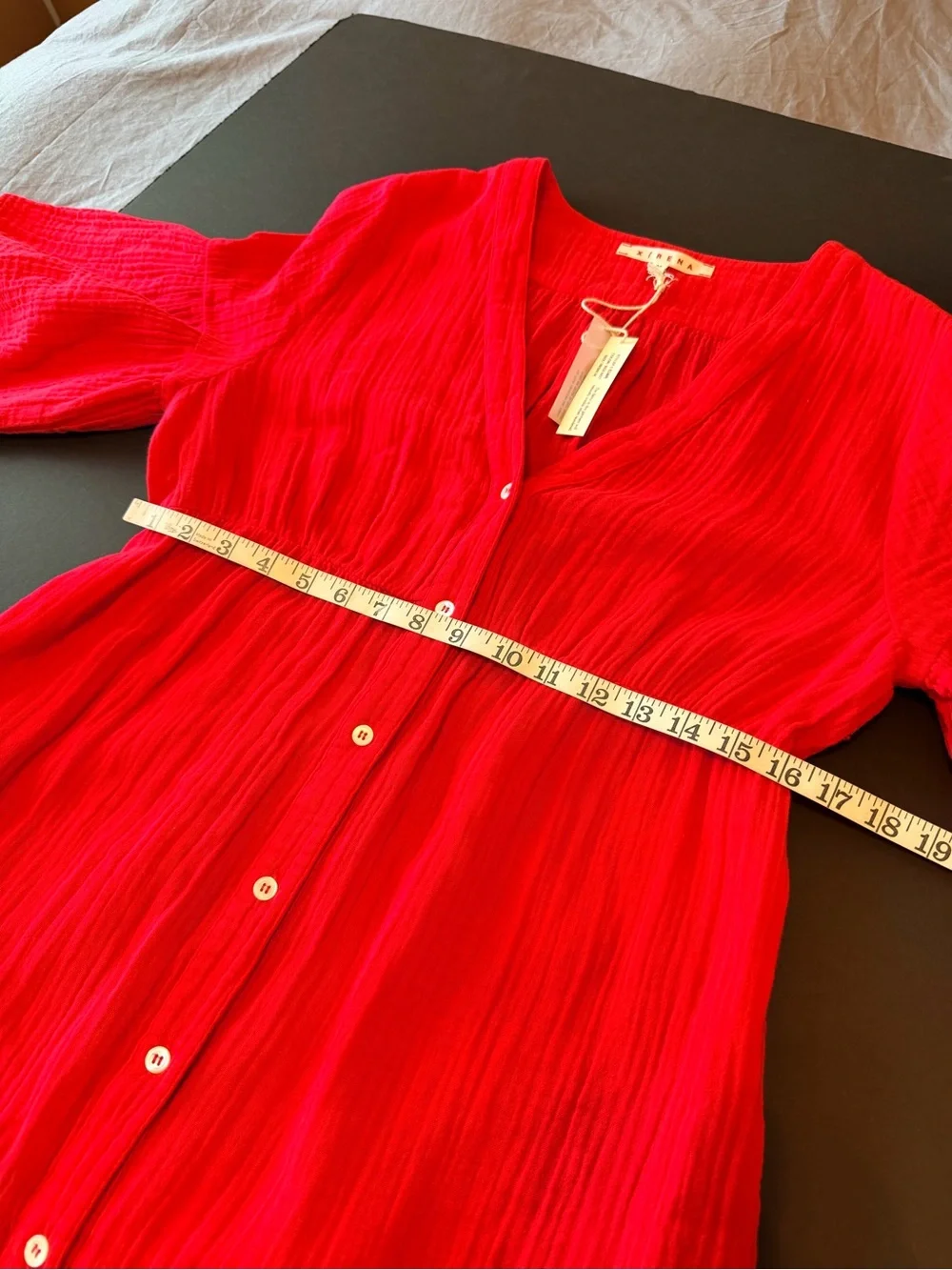 Xirena Kendall Cotton tiered midi dress, Red Hot, size M, NWT, buttondown - Picture 9 of 14